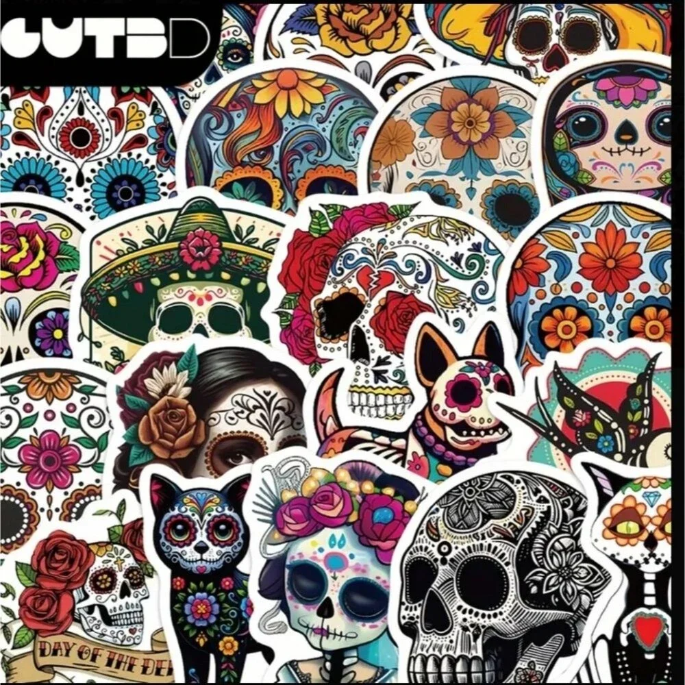Day of the dead stickers Candy skulls , sugar skulls, dia de los muertos